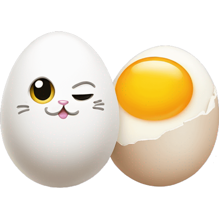 egg and cat emoji