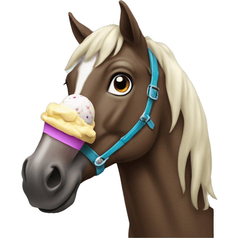 Horse eating ice cream emoji