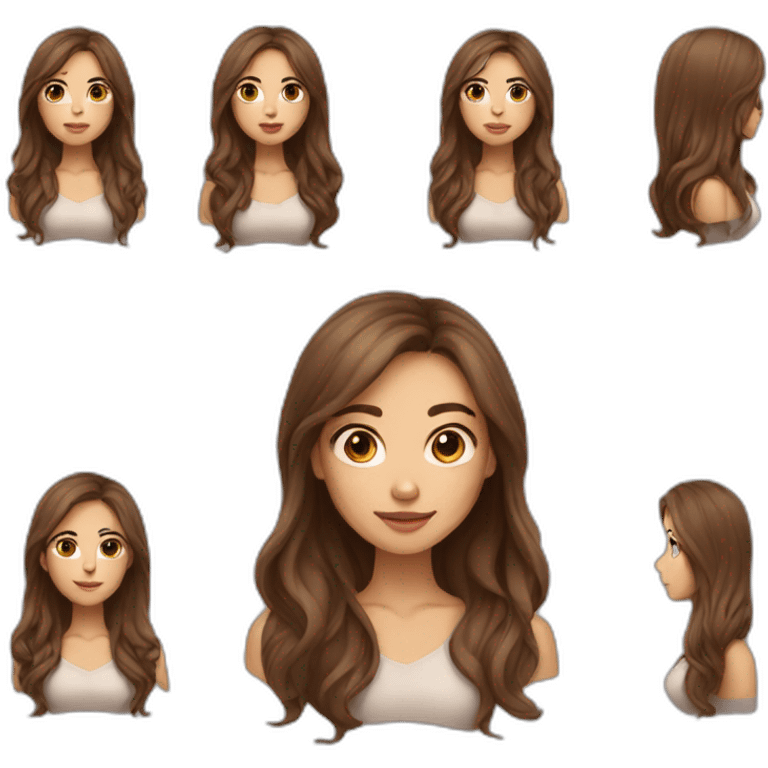 long brown hair skinny girl with thin face and makeup from head to chest emoji