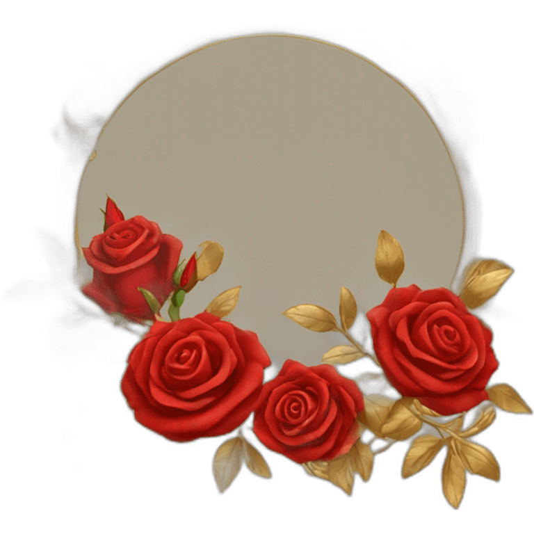 Fancy gold and red roses corner border emoji