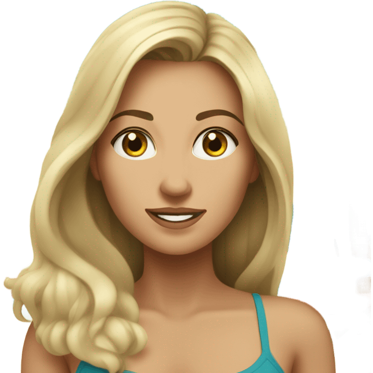 beach body woman caucasian long hair emoji