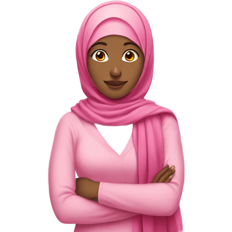 The girl wearing the pink hijab uses ribbon on her hijab with  emoji