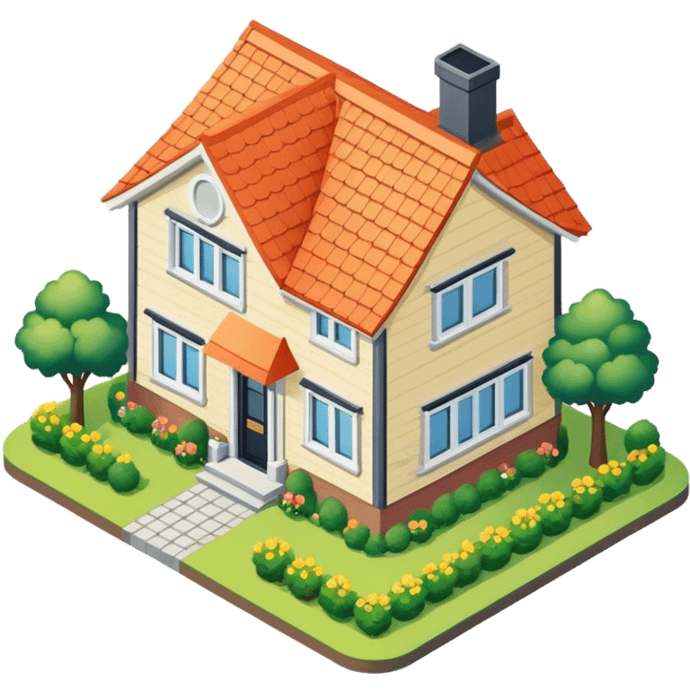 dutch suburban house isometric exterior view emoji