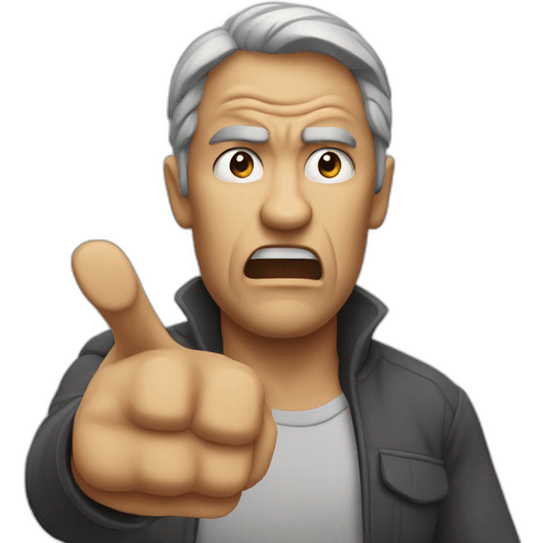 Angry man pointing at the screen emoji