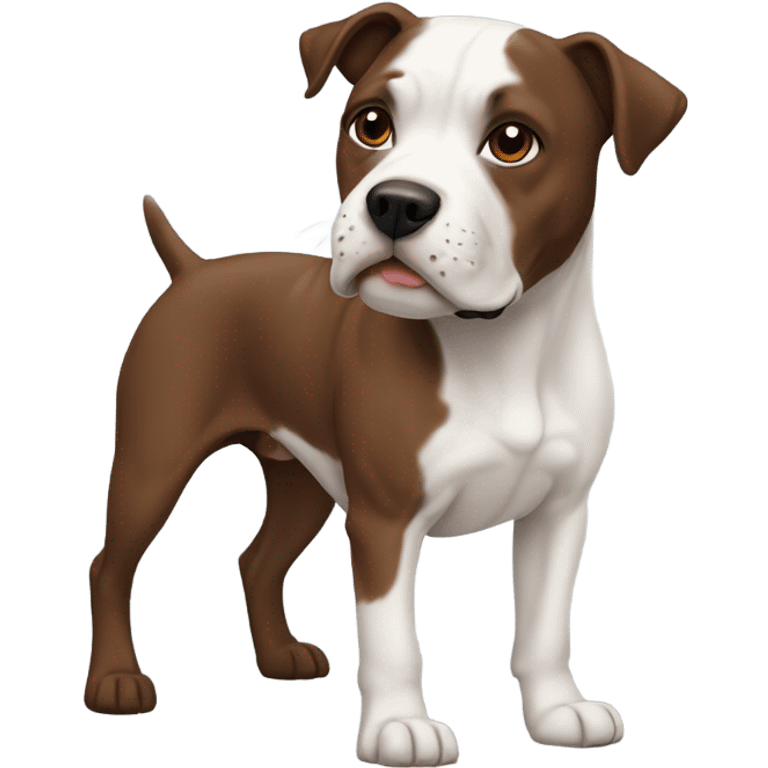 a white pithull with a brown spot and a black pitbull  emoji