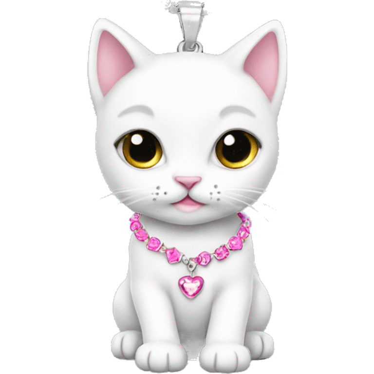 white kitten white pink necklace emoji