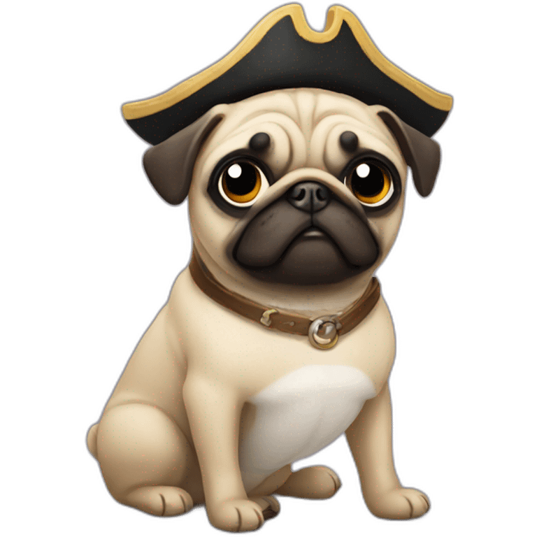 Pug with an eye patch like a pirate emoji