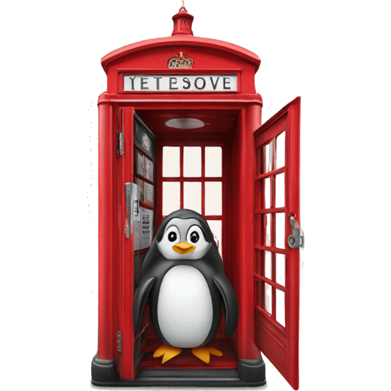 penguin in london phone box emoji