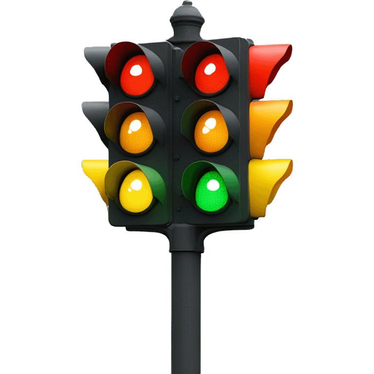 traffic light with an amoji smiling inside the circle of colors emoji