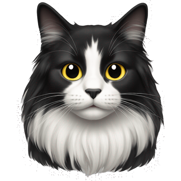 Black and white long haired cat emoji