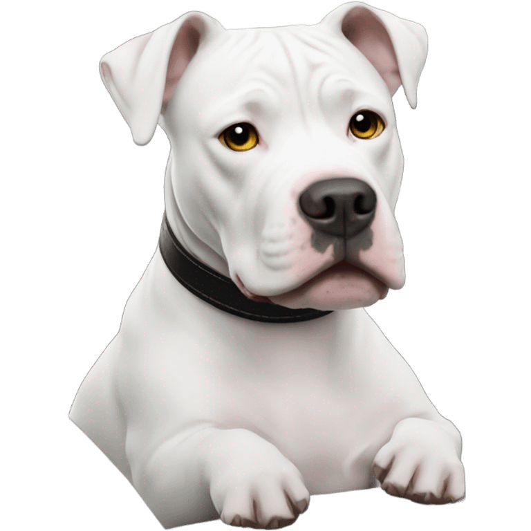 White pitbull with black spot driving a car  emoji