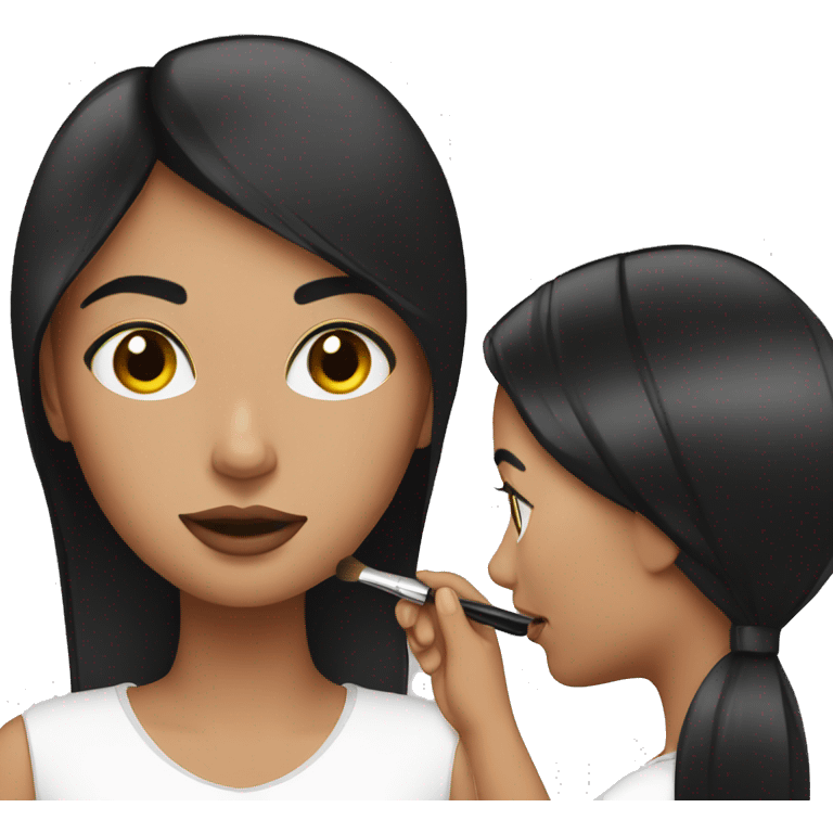 Woman with dark straight hair doing her make up  emoji