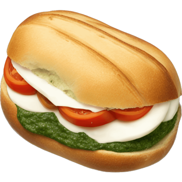 Panino with tomato, mozzarella and green pesto  emoji