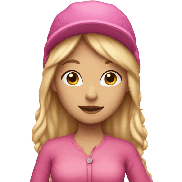 blonde girl in a pink hat with cat ears emoji