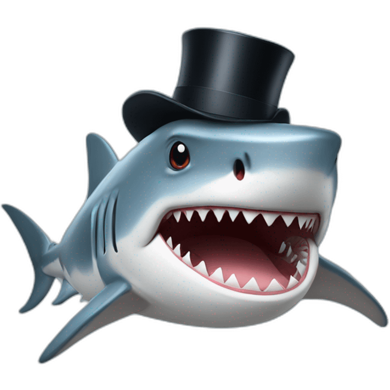 Shark with a top hat emoji