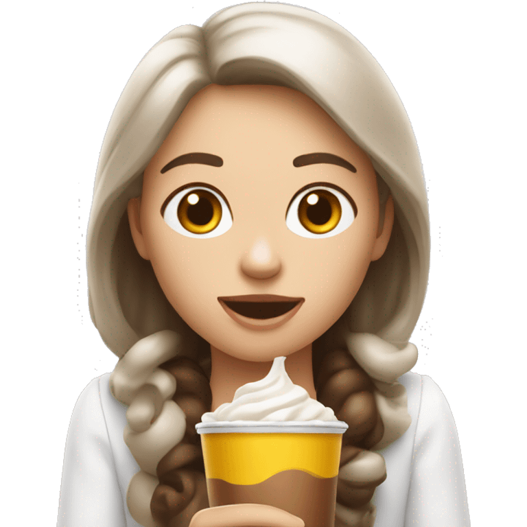 Fille blanche et brune qui mange un McDo emoji