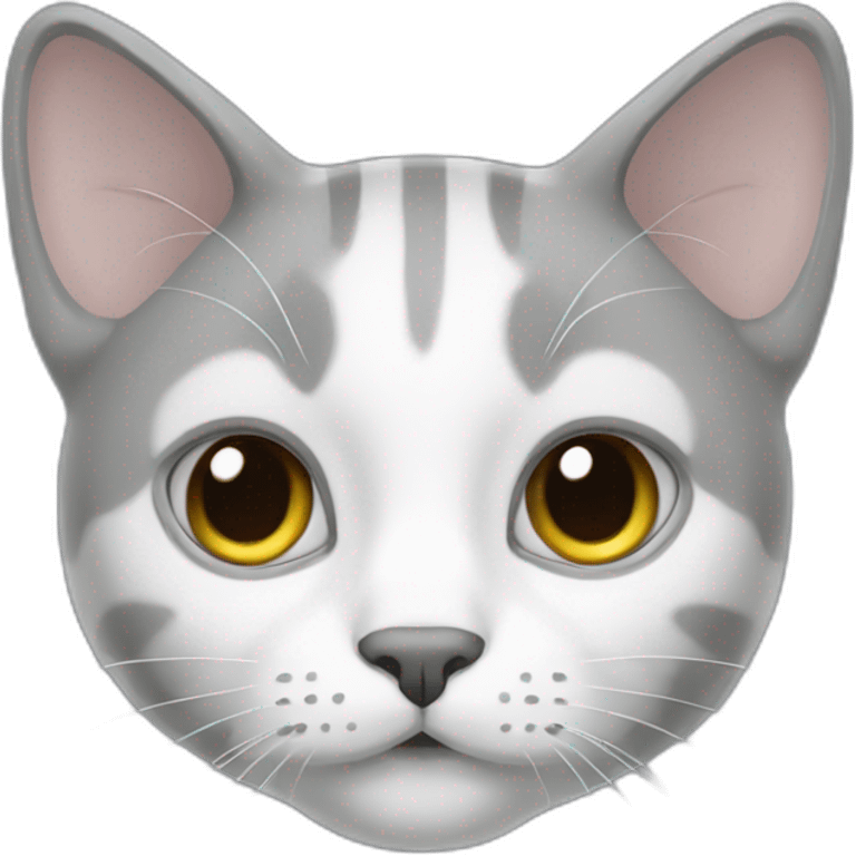 Cat grey with white ligne face emoji