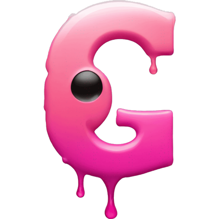 the letter G and there is a dot on it, in pink shades, dripping from it emoji