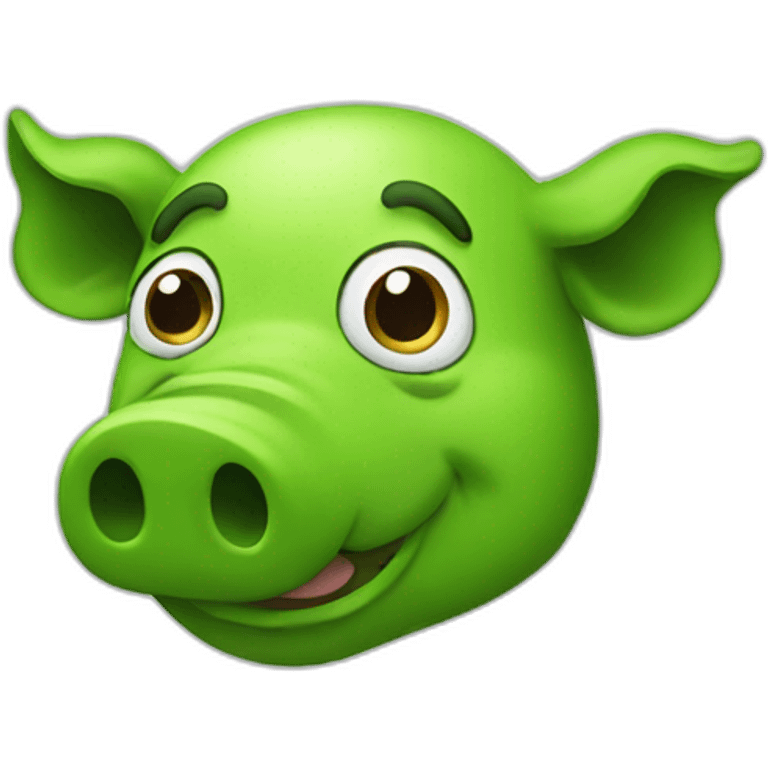 Green pig head cartoon emoji