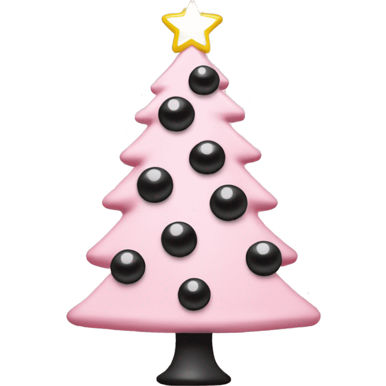 light pink Christmas tree with white lights and black ornaments  emoji