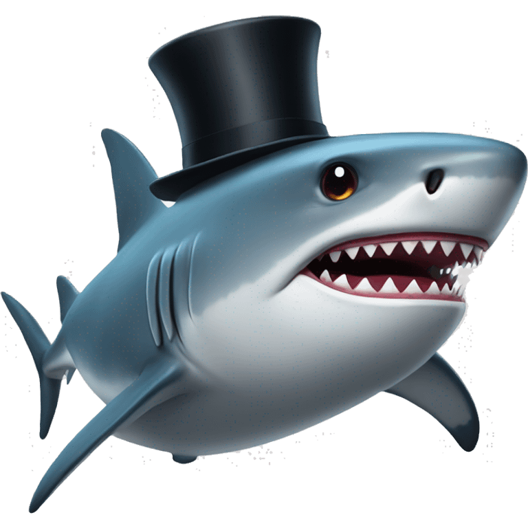 Shark with a top hat emoji