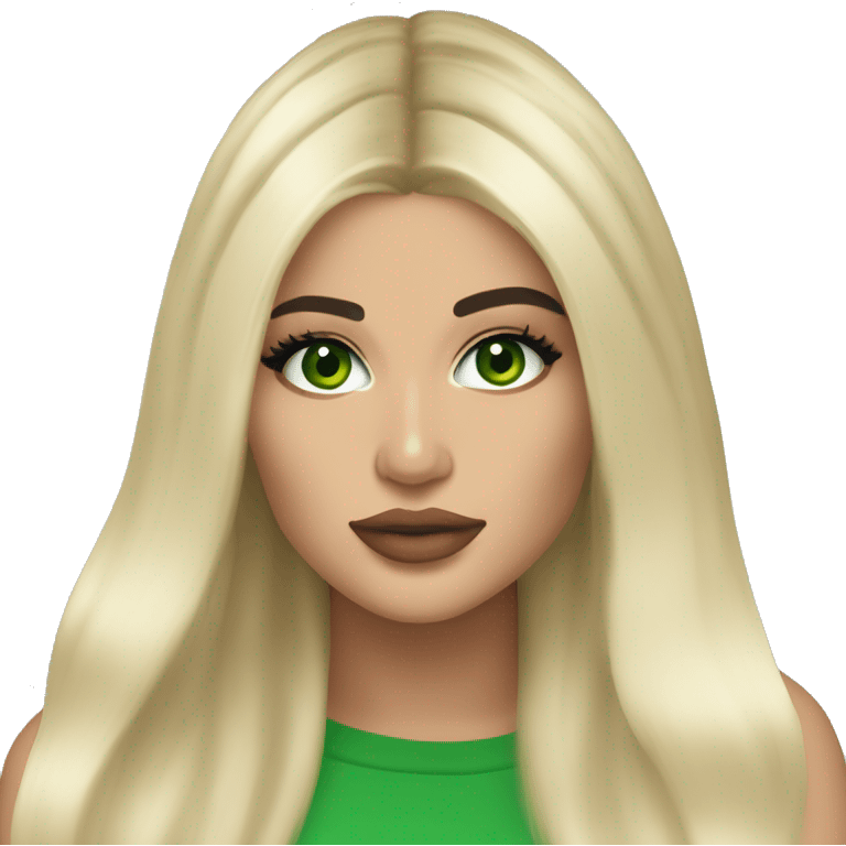 Kylie Jenner long blonde hair green eyes emoji