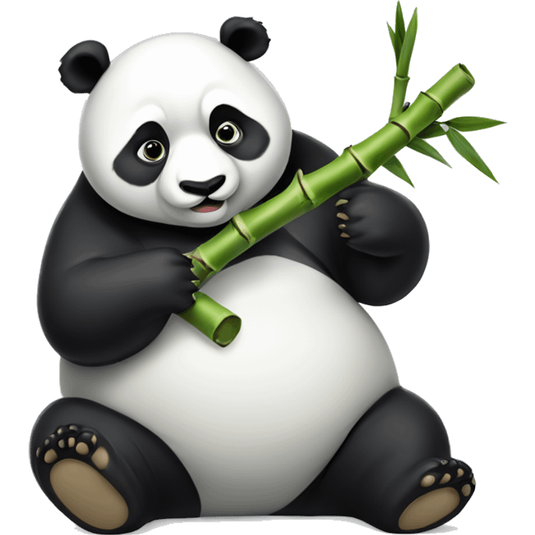 Morbidly obese panda eating bamboo emoji