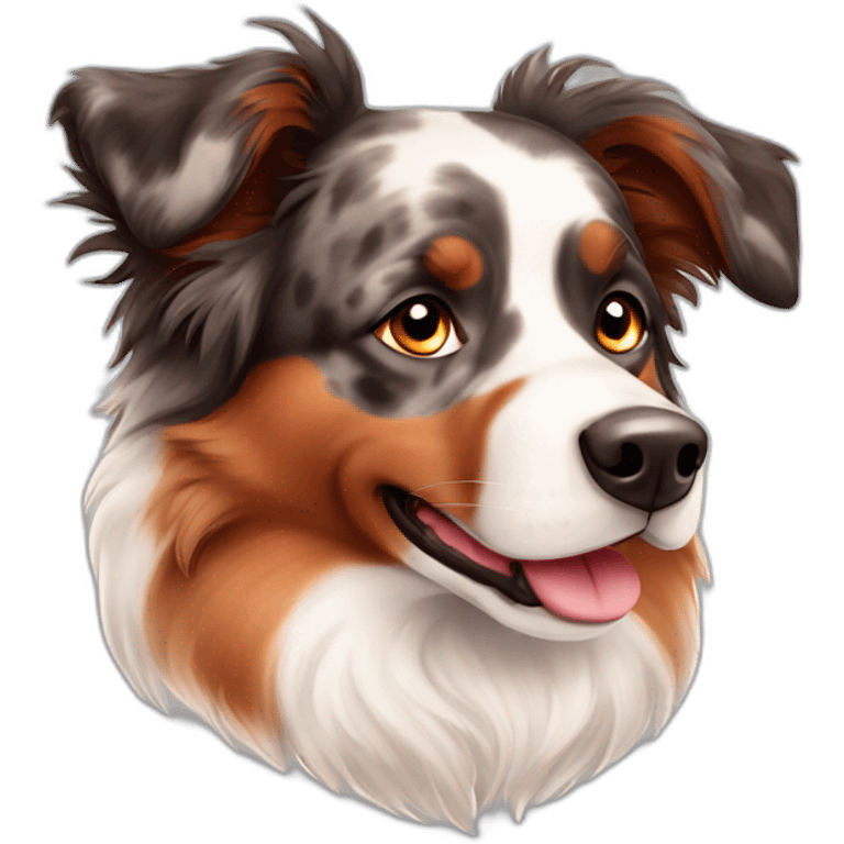 red merle american shepherd dog face cute emoji