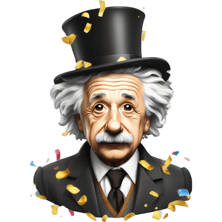 albert einstein with party hat confetti emoji