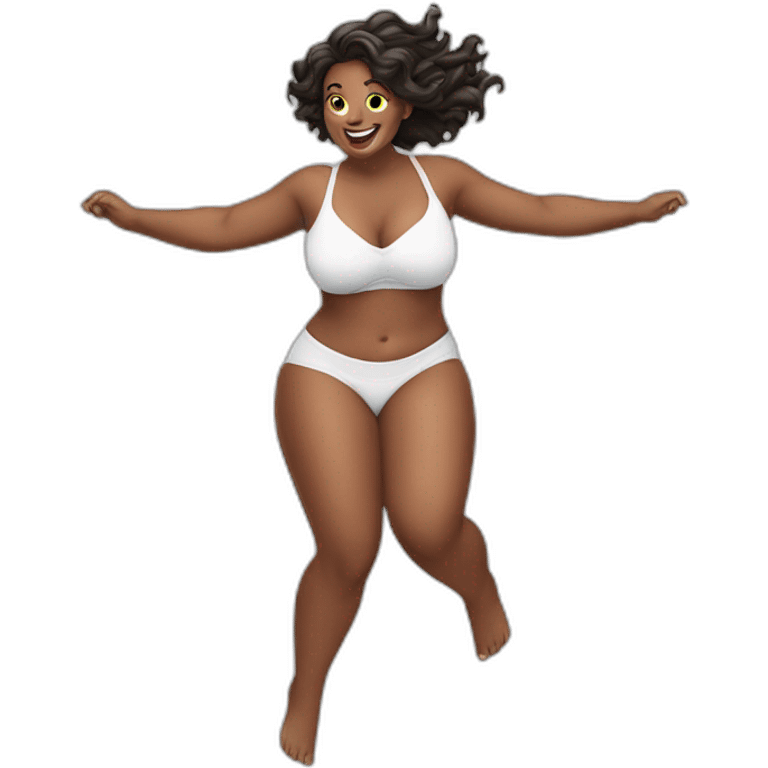 curvy beauty jumping white undies emoji