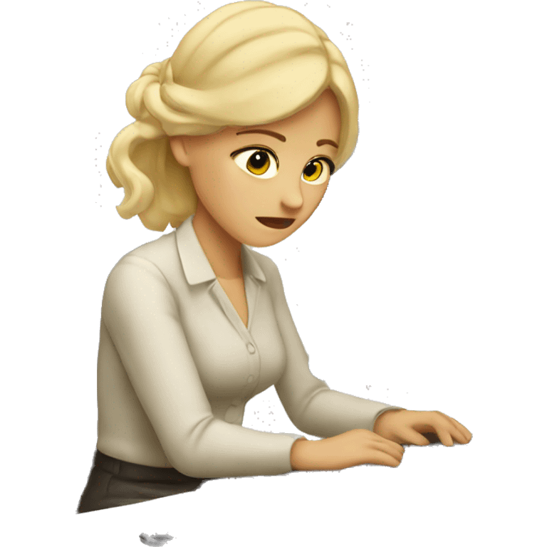 Blonde-woman-at-computer-desk-tired emoji