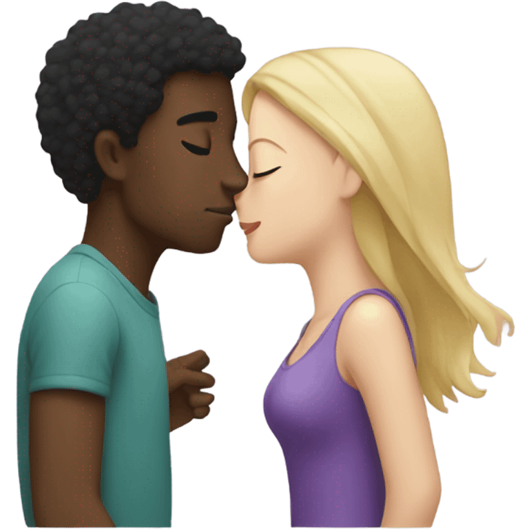 black guy kissing two white girls emoji