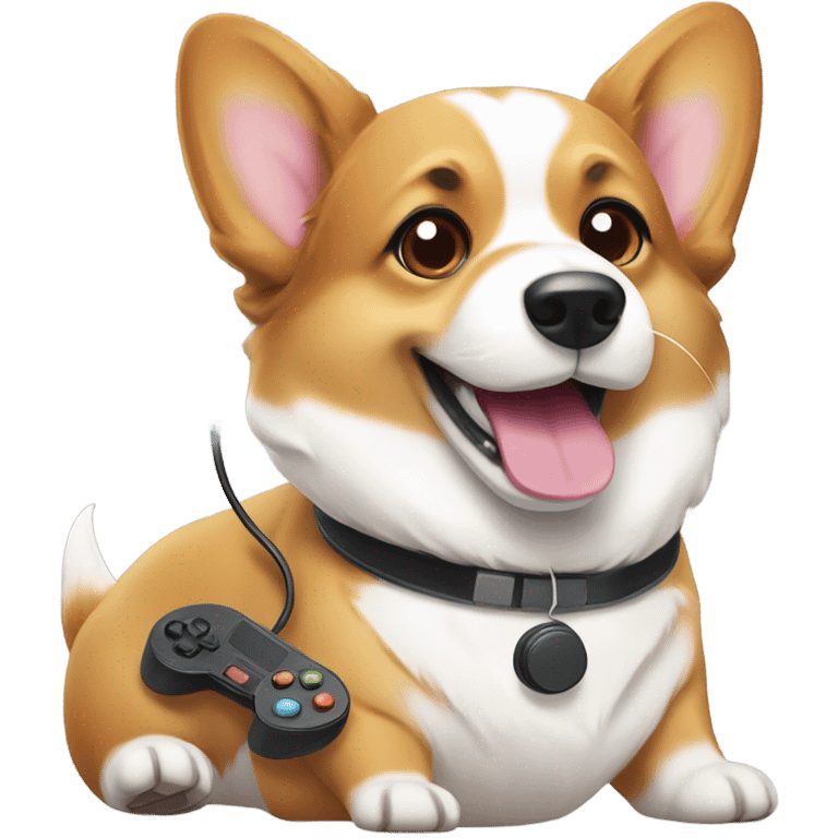 Corgi dog holding a game controller  emoji