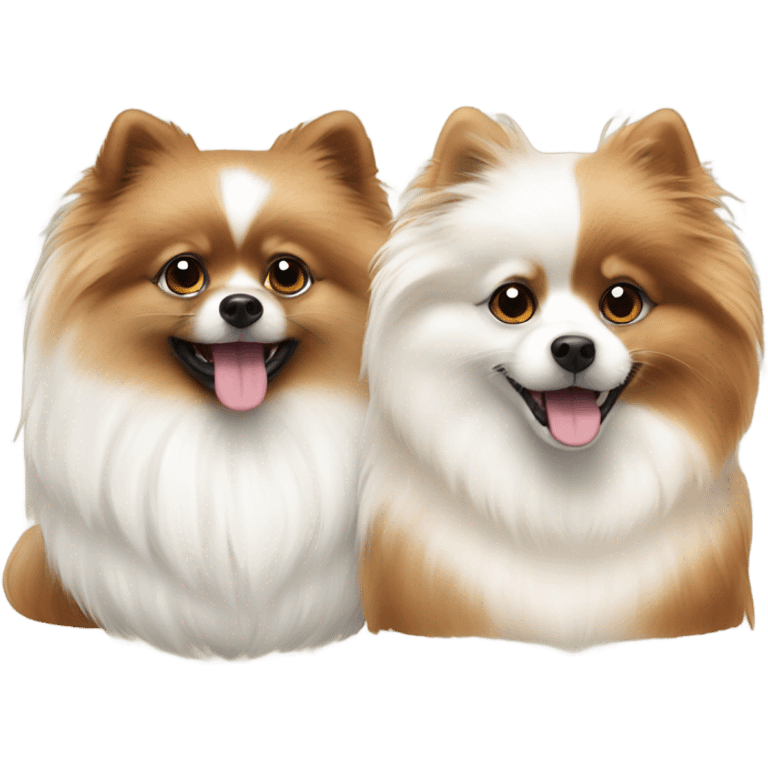 A white and a brown Pomeranians  emoji