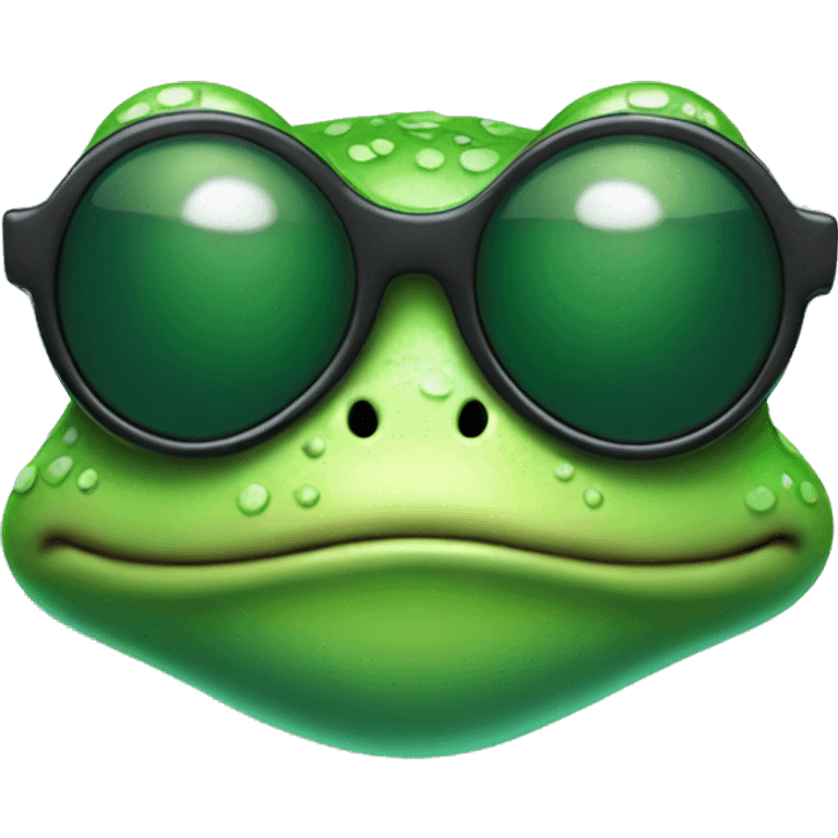 a smiling cool green frog with sunglasses  emoji