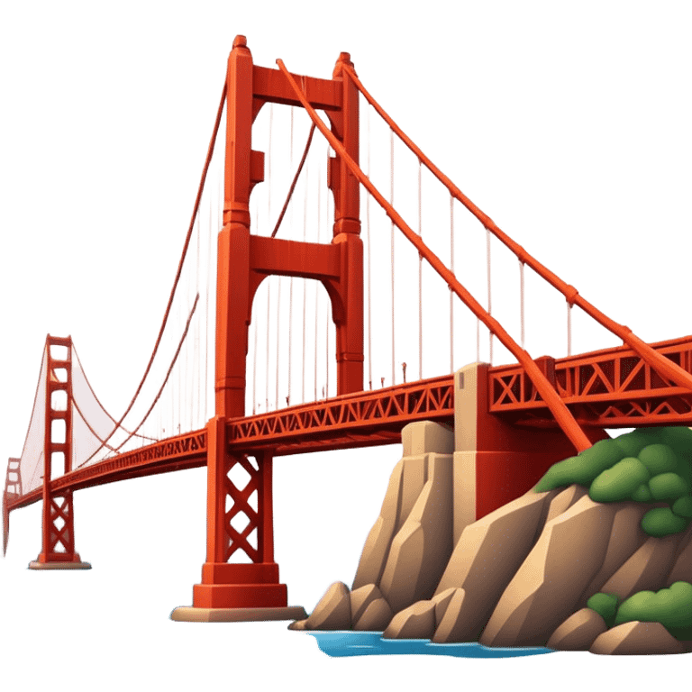 Cinematic Realistic Golden Gate Bridge Landmark Emoji, depicted with the iconic suspension bridge rendered with rich detail and vibrant, dynamic lighting. emoji