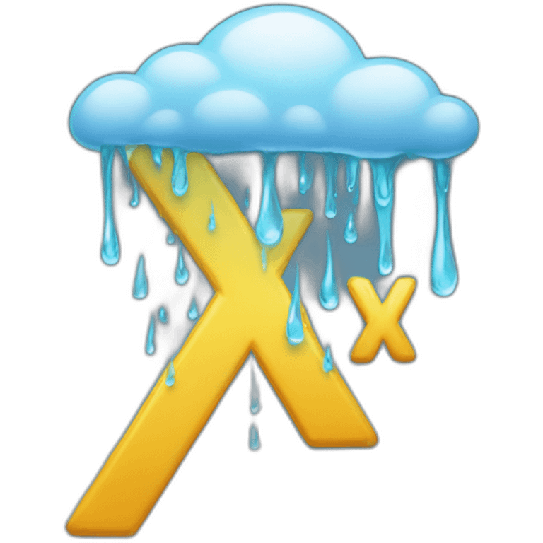 The letter X with rain drop lightning weather emoji