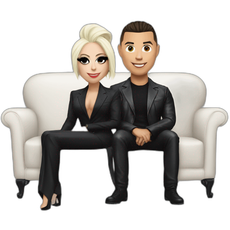 Lady gaga and Ronaldo on a sofa emoji