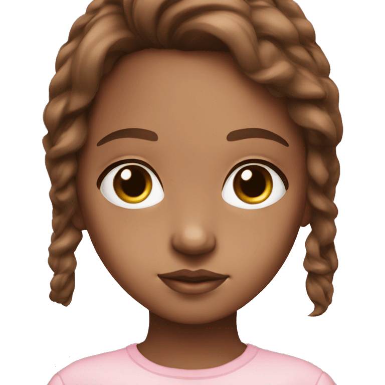 Brown doll eyes, brown hair, feminine, pink, girl, angelic emoji