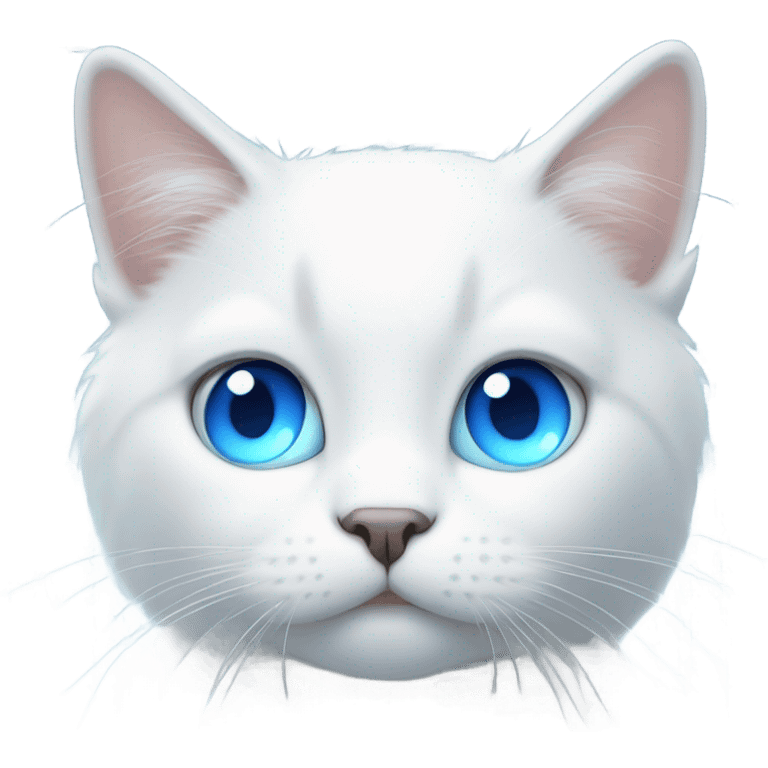 White cute cat with blue glowing eyes   emoji