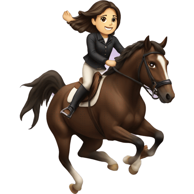 Brunette girl jumping a horse emoji