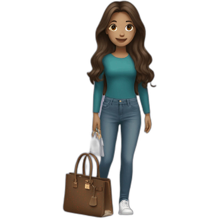 girl with brunette hair holding a birkin bag emoji