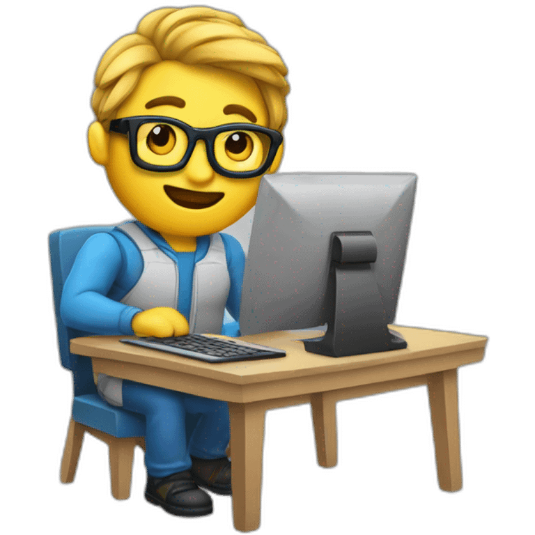 muscular nerd on computer coding  emoji