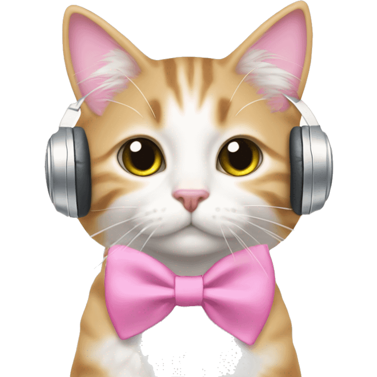 cute cat in pink bow emoji