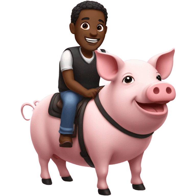 dark colored man riding a pig emoji