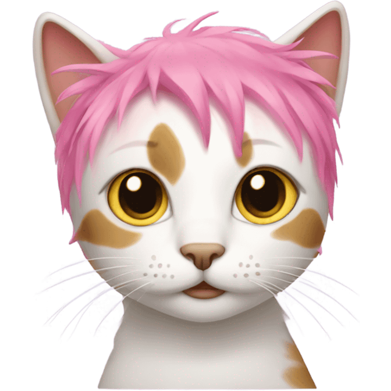 Cat with pink hair  emoji