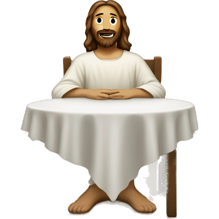 Jesus at a table with 5 empty chairs emoji