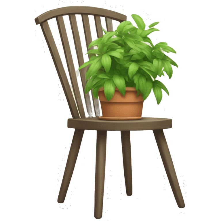 a garden chair with a plant in pot next to it emoji