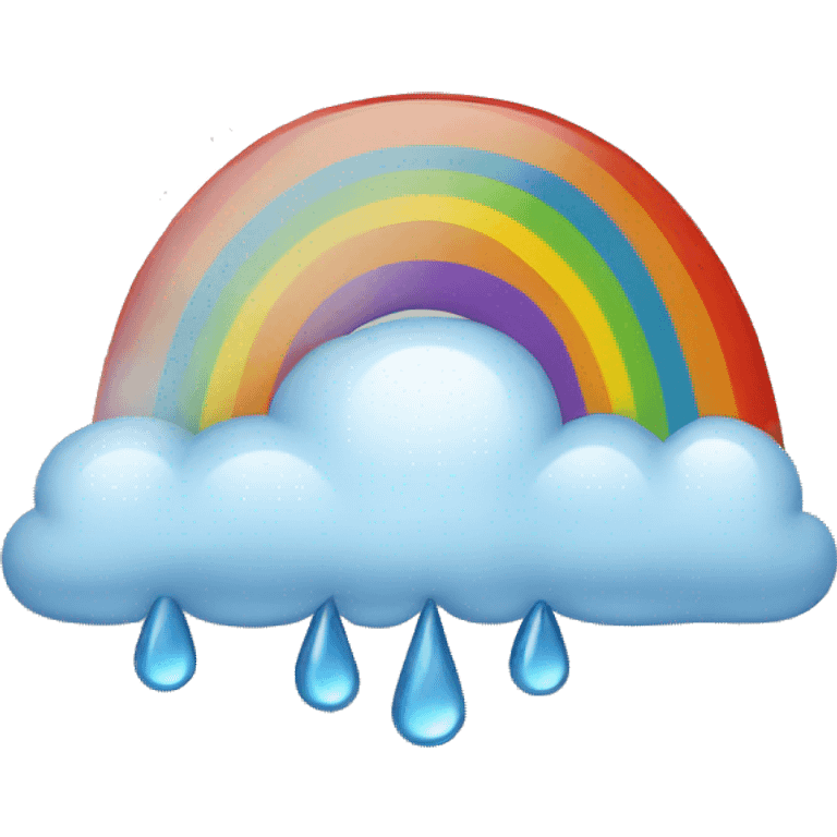 rainbow with rain and clouds emoji