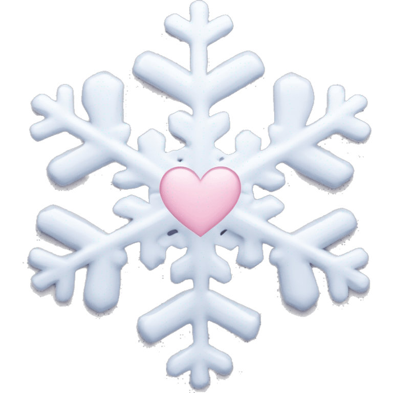 snowflake with pale pink heart in middle emoji